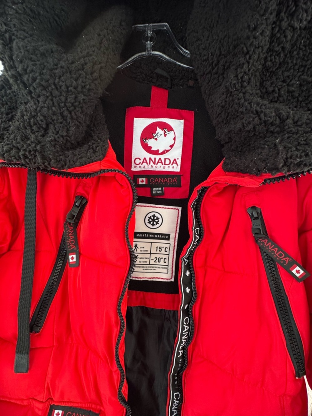 Canada Weather Gear Parka Red Insulated Puffer Jacket Sherpa Hood M Outdoor Snow - Picture 11 of 14